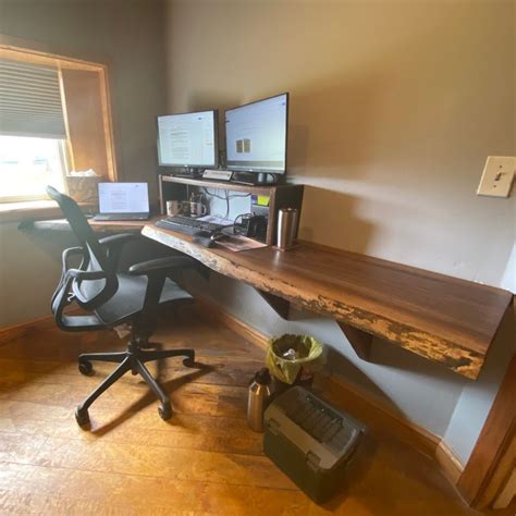 Wall Mounted Live Edge Slab Desks Lancaster Live Edge