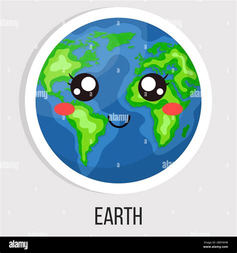 Dibujos Animados Planeta Tierra Lindo Aislado Sobre Fondo Blanco