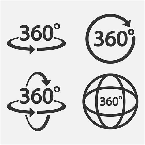 Premium Vector Set Of 360 Icon 360 Degree View Symbol Vector Illustration