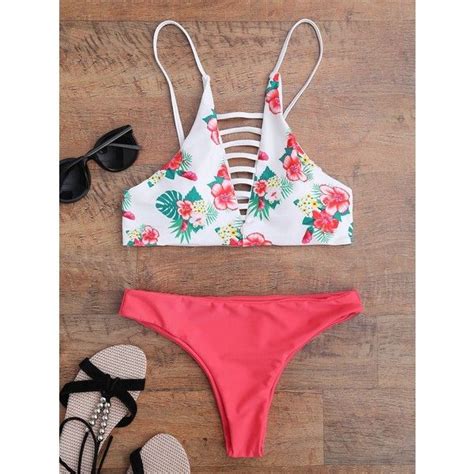 Floral Strappy Padded Bikini 22 Bam Liked On Polyvore Featuring