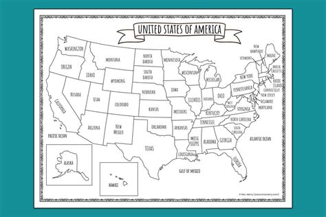 Fifty States Math And Geography Worksheet Student Handouts