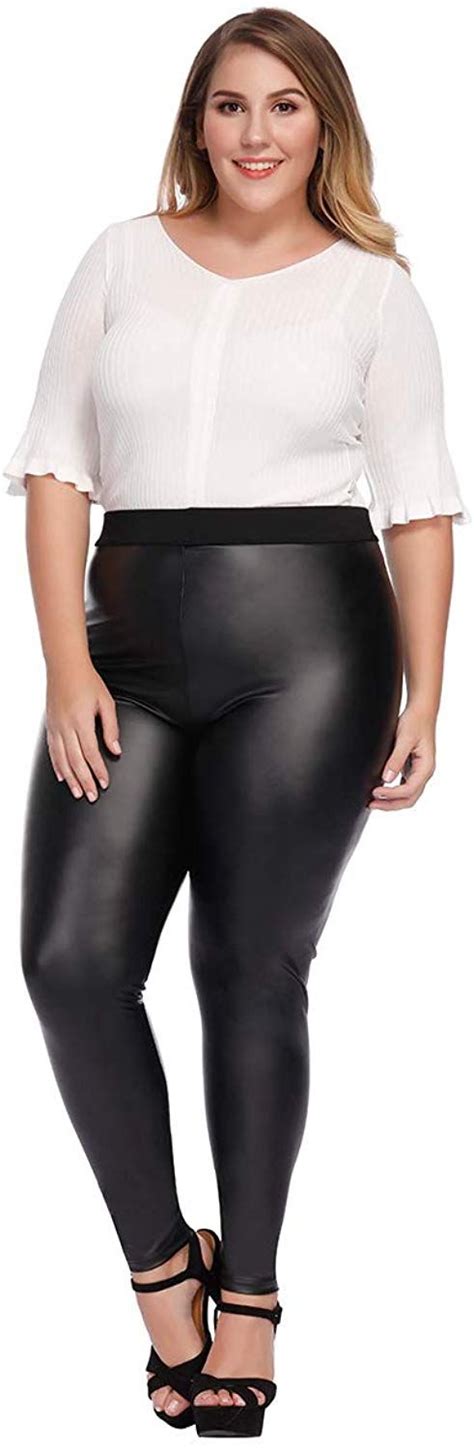 Mcedar Womens Faux Leather Leggings Plus Size Girls High Waisted Sexy