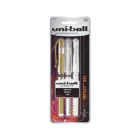 Uni Ball Impact Gel Pens Bold Point 10mm Assorted