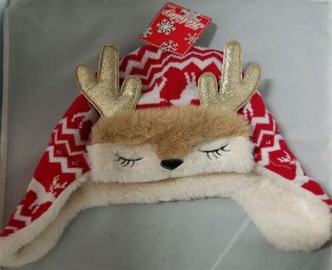 Abg Accessories Kids Reindeer Trapper Hat Faux Fur Red One Size