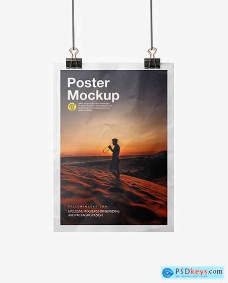 Crumpled Poster A4 W Pins Mockup 72591 Free Download Photoshop