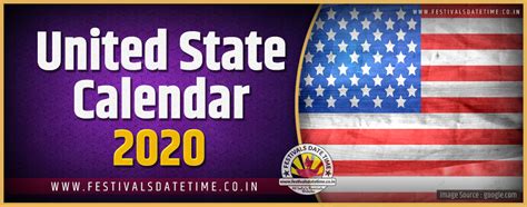 2020 United States Calendar Holidays Festivals And Observances Date