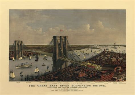 New York City 1885 Bridge Kroll Antique Maps