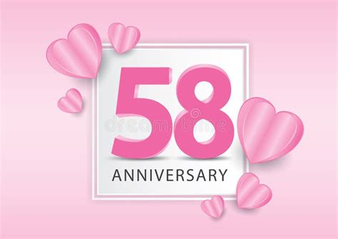 58 Years Anniversary Logo Celebration With Heart Background Valentineâ