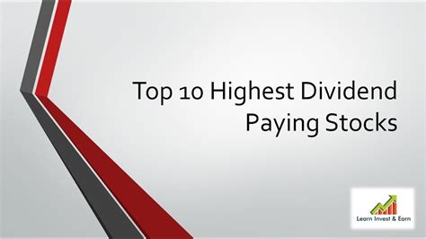 10 Top 10 Highest Dividend Paying Stocks 10 Youtube