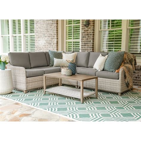 Leisure Made Hampton Wicker Outdoor Sectional With Cushions And Gray