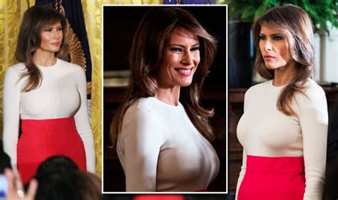 melania steps out with donald trump wearing a sexy dress to show off her bust uk