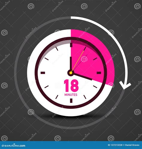 18 Eighteen Minutes Icon With Clock Watch Symbol Stock Vector