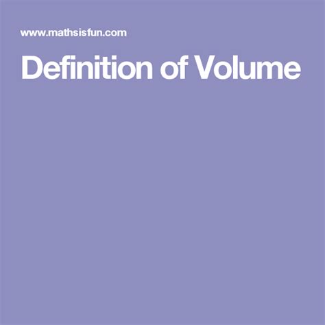 Definition Of Volume Definitions Volume Mathematics