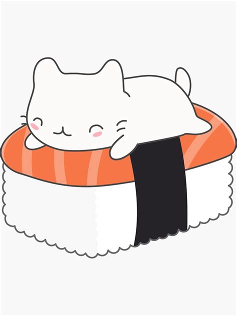 Kawaii Sushi Cat Sticker By Happinessinatee Redbubble