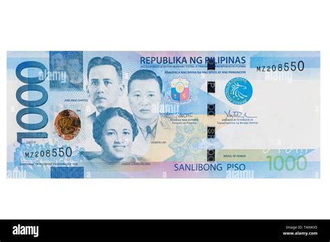 Philippine One Thousand Peso Banknote On A White Background Stock Photo