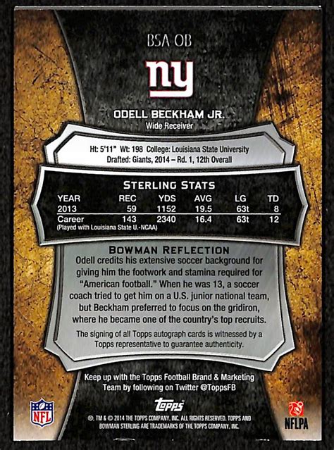 Odell beckham jr rookie card. Lot Detail - 2014 Bowman Sterling Odell Beckham Jr Autograph Rookie Card