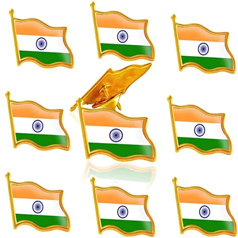 Buy Rhunt 10 Pack Metal India Flag Lapel Pin Waving Indian Flag Pins
