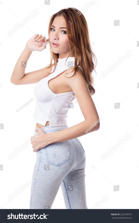 Young Sexy Brunette Asian Woman White库存照片323590919 Shutterstock