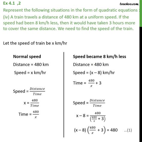 A Train Travels A Distance Of 480 Km At A Uniform Speed If The Speed