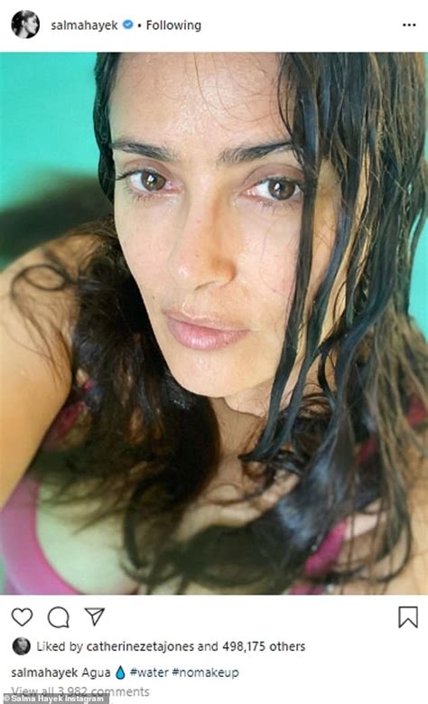 Salma Hayek Makeup Free In Sexy Wet Selfie After Opening Up About