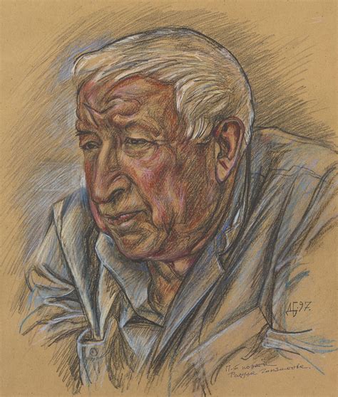 Rasul Gamzatov I 1997 I Retouch Pencil Sanguine And Pastel On Paper I