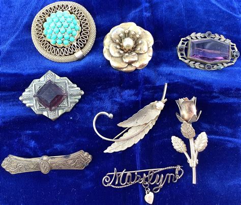 Lot Eight Antique Vintage Pins