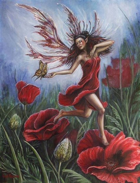 Red Poppy Fairy Fairy Paintings Beautiful Fairies Fairy Art