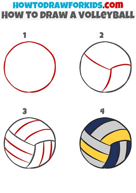 How To Draw A Volleyball Easy Drawing Tutorial For Kids