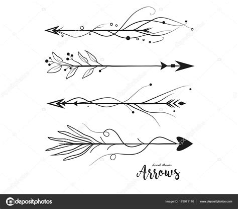 Arrow Hand Drawn Set Vector Arrows Collection In Boho Rustic Style