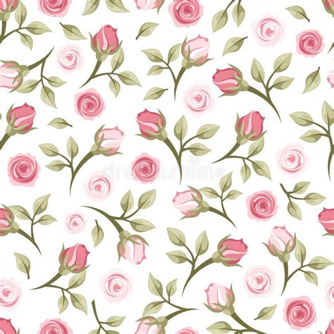 Seamless Pattern With Roses Vintage Seamless Pattern With Small Pink