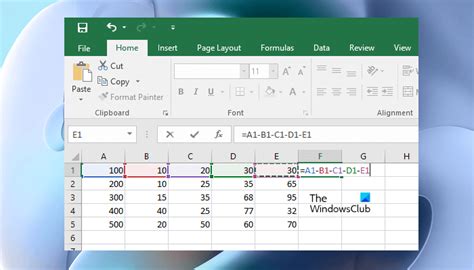 How To Subtract In Excel Row