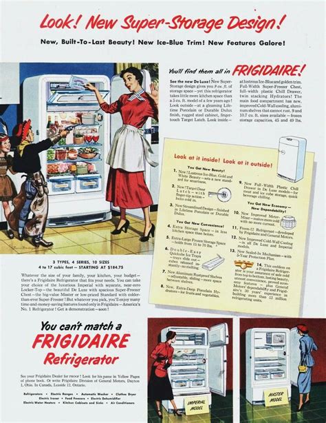 Cadillac, buick, oldsmobile, pontiac, and chevrolet, they had a hierarchical make of refrigerator models. Frigidaire 1950 | Frigidaire refrigerator, Storage design ...
