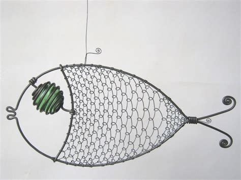 Another Green Eyed Wire Fish Sculpture By Mywireart On Etsy