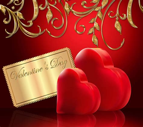 Valentine Love Gold Corazones Love Valentine Red Romantic Hd