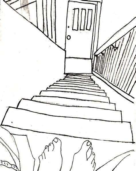 Contour Line Stairs 1 Point Perspective Point Perspective Stair Art