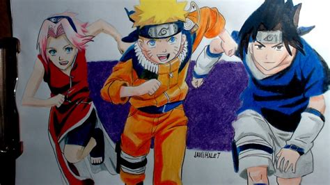 Speed Drawing Naruto Sakura Y Sasuke Anime Youtube