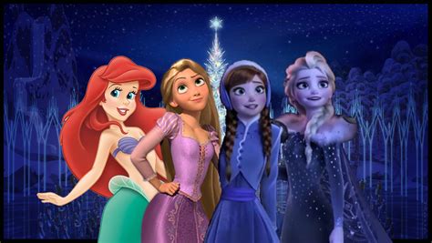 Anna Elsa Rapunzel Ariel Is Happy Disney Crossover Photo