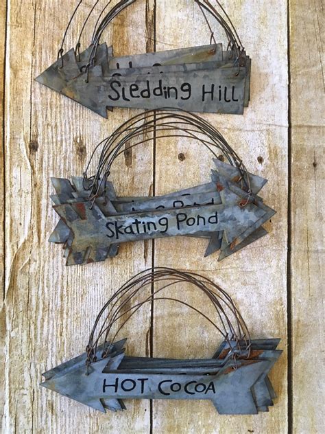 Galvanized Metal Arrow Signs 3x5 Etsy