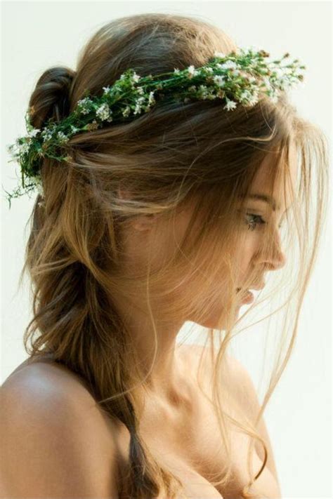 Flower Crown Wedding Hairstyles Her Hair Hair Styles