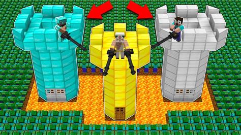 1000 Zombie Army Vs Castle Battle Tower Protect In Minecraft Noob Vs