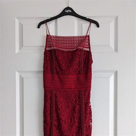 topshop red lace bodycon dress size 8 beautiful and depop