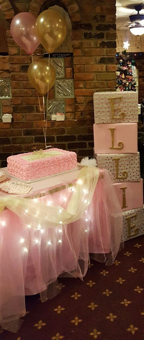 Then it is pretty much just deciding on what. Princess cake pink and gold theme | Baby shower balloons ...