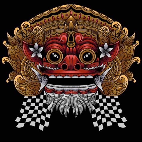 Premium Vector Barong Balinese Mask Vector Illustration