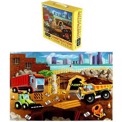 48-Piece Jumbo Floor Puzzles for Kids Age 3-6, Construction Giant 