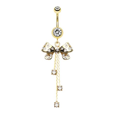 Glistening Bow Tie Multi Gem Belly Button Ring Belly Button Rings