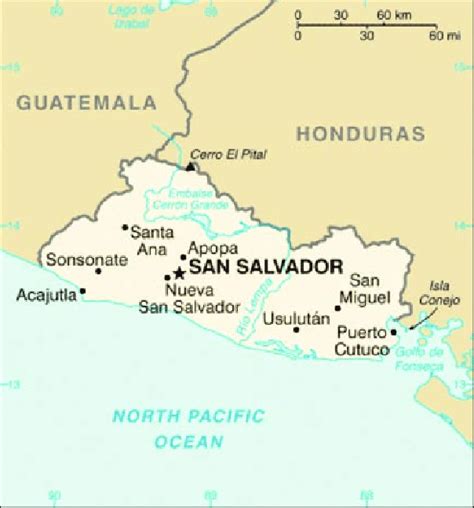 El Salvador Physical Map