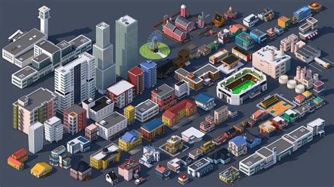 3d Model Low Poly City Pack 3 Vr Ar Low Poly Cgtrader