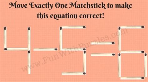 Matchstick Maths Picture Puzzles For Kids With Answers