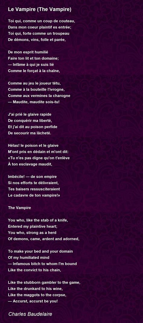 Le Vampire The Vampire Le Vampire The Vampire Poem By Charles