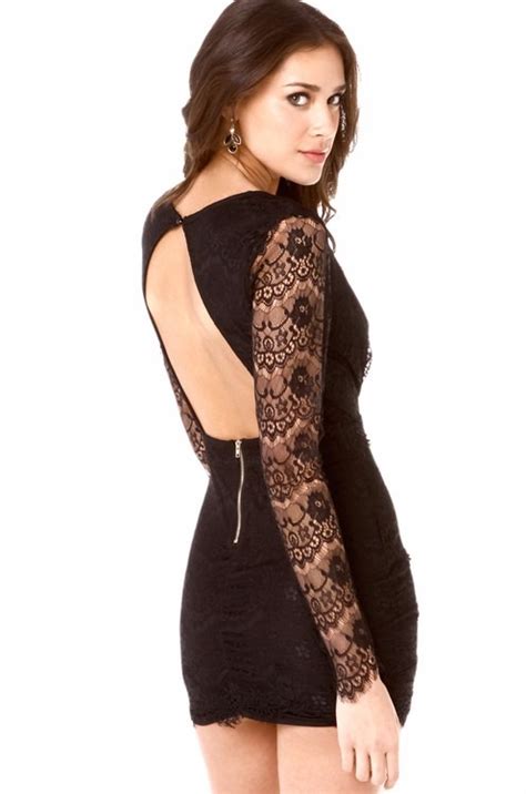 Sexy Vestido Encaje Negro Amplio Escote Espalda Descubierta 45000 En Mercado Libre